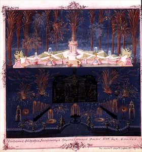 Detail des Hauptsets für das Feuerwerk zur Moskauer Neujahrsfeier