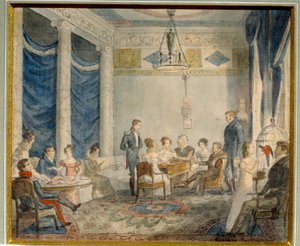 Der Salon der Familie Olenin in Priyutino (Russland) von School Russian