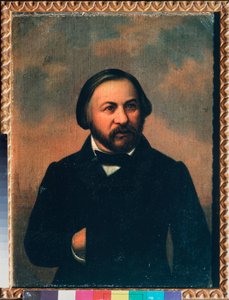 Porträt des Komponisten Mikhail I. Glinka von School Russian