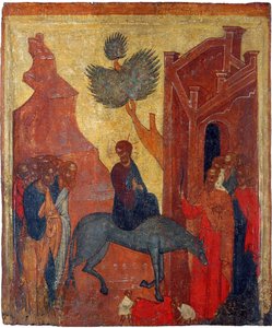 Russische Ikone: Der Einzug Christi in Jerusalem von School Russian