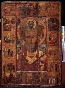 Heiliger Nikolaus von Myra mit Szenen aus seinem Leben von School Russian