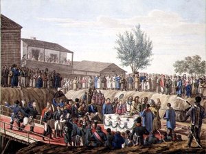Die Grundsteinlegung des Zollhauses in Mohiloff im Jahr 1820 von School Russian