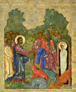 Die Auferweckung des Lazarus, Nowgoroder Schule von School Russian
