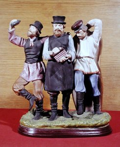 Drei betrunkene Moujiks, hergestellt von der Gardner-Fabrik, Moskau, ca. 1860-70 von School Russian