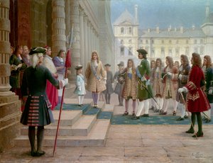 Zar Peter der Große (1672-1725) wird 1717 von Ludwig XV. als Kind in Versailles empfangen