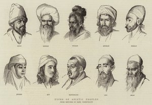 Typen asiatischer Völker (Gravur) von School Russian