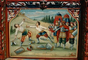 Traditioneller sizilianischer Wagen, Sizilien, Italien (Detail)