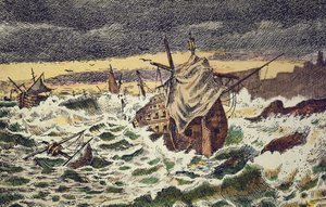 Zerstörung der unbesiegbaren spanischen Armada durch Stürme, gesendet von König Philipp II. gegen England im Jahr 1588 von School Spanish
