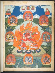 Eine von 12 Zeichnungen, die tibetische Gottheiten darstellen, von einem tibetischen Künstler, wahrscheinlich in Lhasa, um 1800 von School Tibetan