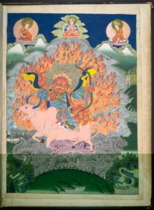 Eine von 12 Zeichnungen, die tibetische Gottheiten darstellen, von einem tibetischen Künstler, wahrscheinlich in Lhasa, ca. 1800 von School Tibetan