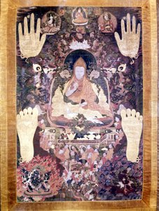 Blo Bzang Rgya ktso, der fünfte Dalai Lama, der berühmteste und bedeutendste in der Geschichte. Tibetische Thangka, Guimet Museum, Paris von School Tibetan