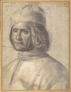 Brustbild eines bärtigen Mannes mit Mütze, der ein Buch an seine Brust hält (spätes 15. bis frühes 16. Jahrhundert) von School Venetian