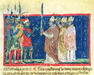 Codex Correr I 383 Papst Alexander III. (1105-81) überreicht das Schwert an Dogen Sebastiano Ziani