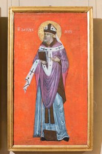 Heiliger Erasmus, Venezianisch-Byzantinischer Maler, erste Hälfte des 4. Jahrhunderts (Öl auf Holz) von School Veneto Byzantine