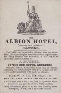 Werbung für das Albion Hotel, Bangor, Nordwales von School Welsh