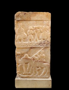 Orientalische Antike: Stele aus Alabaster von Kamel Idjl (2. oder 3. Jahrhundert n. Chr.) von School Yemen