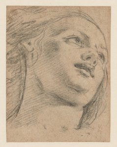 Studie eines weiblichen Kopfes, nach rechts blickend (recto); Studie von zwei Figuren, die einen Gegenstand stützen (verso)