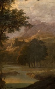 Landschaft mit Schloss in der Ferne, 1725 von School of Jacques Rousseau
