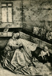Madonna und Kind in einem Innenraum, frühes 15. Jahrhundert, 1943 von School of Konrad Witz