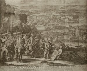 Belagerung der türkischen Festung Asow durch russische Truppen im Jahr 1696, um 1700
