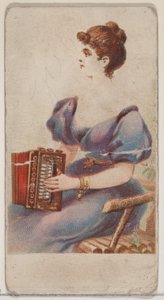 Akkordeon, aus der Serie Musikinstrumente N82 für Duke-Zigaretten, 1888