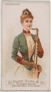 Saxophon, aus der Serie Musikinstrumente N82 für Duke-Zigaretten, 1888