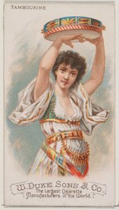 Tamburin, aus der Serie Musikinstrumente N82 für Duke-Zigaretten, 1888