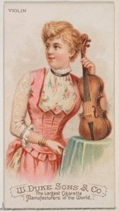 Violine, aus der Serie Musikinstrumente N82 für Duke-Zigarettenmarke, 1888