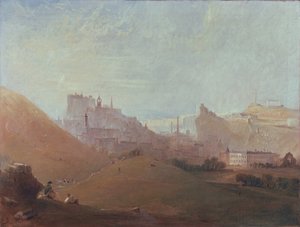 Edinburgh, von St. Anthonys Kapelle, Arthurs Seat, ca. 1830-36 von Scottish School