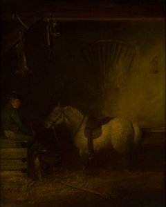 Pony in einem Stallinneren von Scottish School