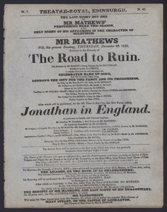 Theaterprogramm für das Theatre Royal, Edinburgh, 29. Dezember 1825 von Scottish School