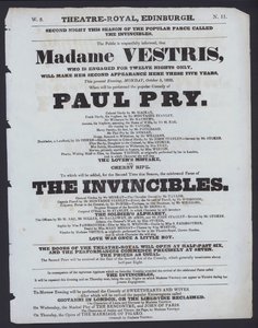 Theaterprogramm für das Theatre Royal, Edinburgh, 5. Oktober 1829 von Scottish School
