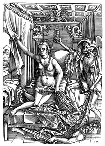 Tod und die Kurtisane, signiert vom Holzstecher, 1903 von Sebald Beham