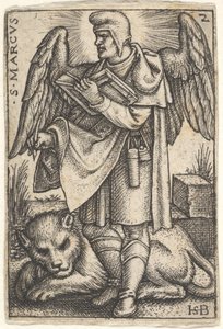 Tafel 2: Heiliger Markus, sein Kopf im Profil nach links gedreht, mit einem offenen Buch in seiner rechten Hand, 1541 von Sebald Beham
