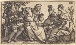 Zwei Liebespaare mit Clown von Sebald Beham