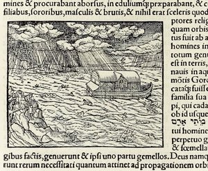 Noahs Arche und die Sintflut, aus der Ausgabe von 1550 der 