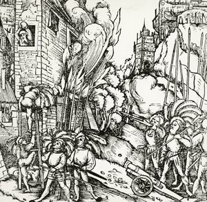 Belagerung von Karthago, Gravur aus Universalis Cosmographia von Sebastian Munster (1488-1552). Deutschland von Sebastian Munster