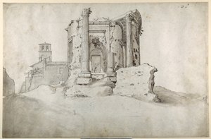 Ruinen des Tempels der Tiburtinischen Sibylle in Tivoli von Sebastian Vrancx