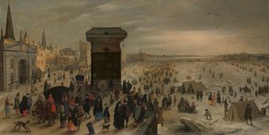 Der Kran am Antwerpener Kai am gefrorenen Schelde von Sebastian Vrancx
