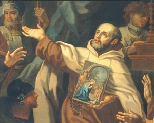Übergabe des verehrten Bildes Unserer Lieben Frau vom Sieg an Pater Domenico di Gesu Maria von Sebastiano Conca