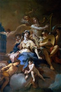 Herrlichkeit der Heiligen Cäcilia mit musikalischen Engeln von Sebastiano Galeotti