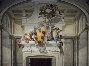 Medici-Wappen. Fresko von Sebastiano Ricci, circa 1707-1708