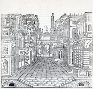 Magische Szene (theatralisches Bühnenbild von Sebastiano Serlio)