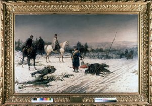Garibaldi in Dijon auf einem Schlachtfeld, Gemälde von S. De Albertis. 1877. Museum des Risorgimento, Mailand von Sebastiano de Albertis
