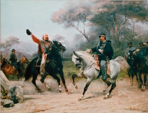 Giuseppe Garibaldi trifft Vittorio Emanuele II von Savoyen in Teano am 26.10.1860 von Sebastiano de Albertis