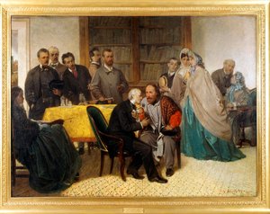Das Treffen von Giuseppe Garibaldi (1807-1882) und Alessandro Manzoni (1785-1873) von Sebastiano de Albertis