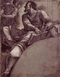Ein Prophet, der von einem Engel angesprochen wird (Druck) von Sebastiano del (c.1485 1547) Piombo