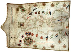 Karte des Mittelmeers und des nordöstlichen Atlantiks von Sebastia?o Lopes