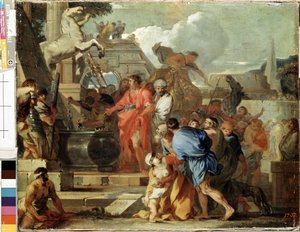 Der Kaiser Augustus besucht das Grab Alexanders des Großen während seines Ägyptenfeldzugs