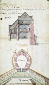 Plan und Schnitt der Türme der Stadt Seyne, von Vauban, 10. Oktober
